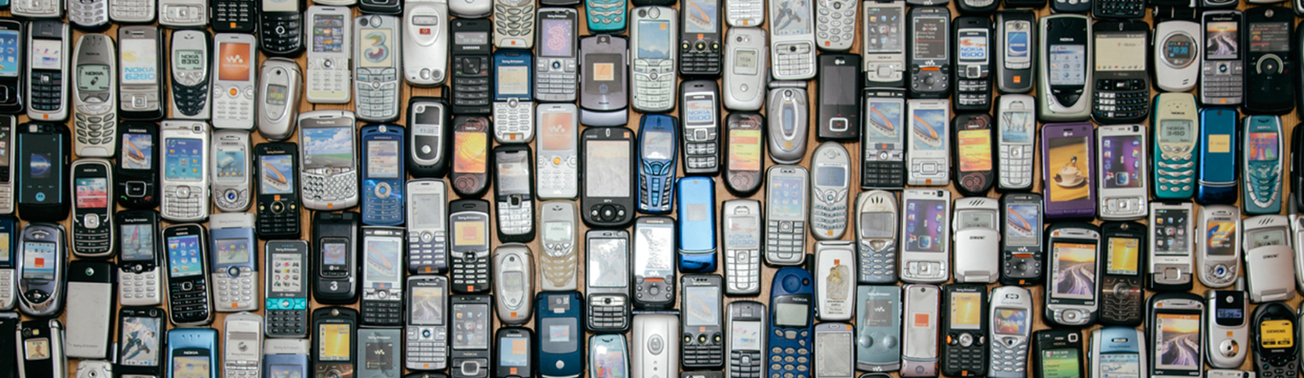 photo of many different kinds of cellphones